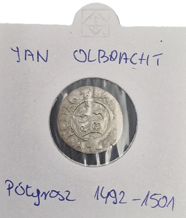 moneta Półgrosz Jan Olbracht 1492-1501 awers