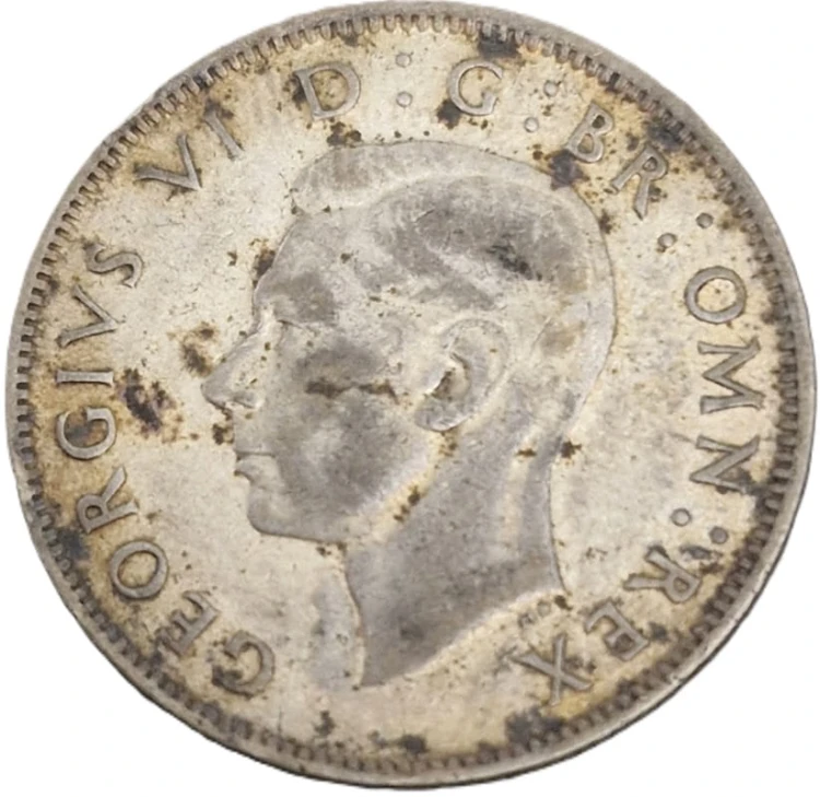 Moneta 2 szylingi 1942 Wielka Brytania Jerzy VI srebro awers