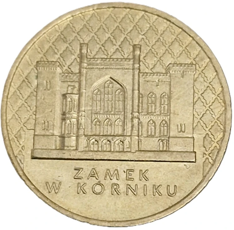 Moneta okolicznościowa 2 zł Zamek w Kórniku 1998 rewers