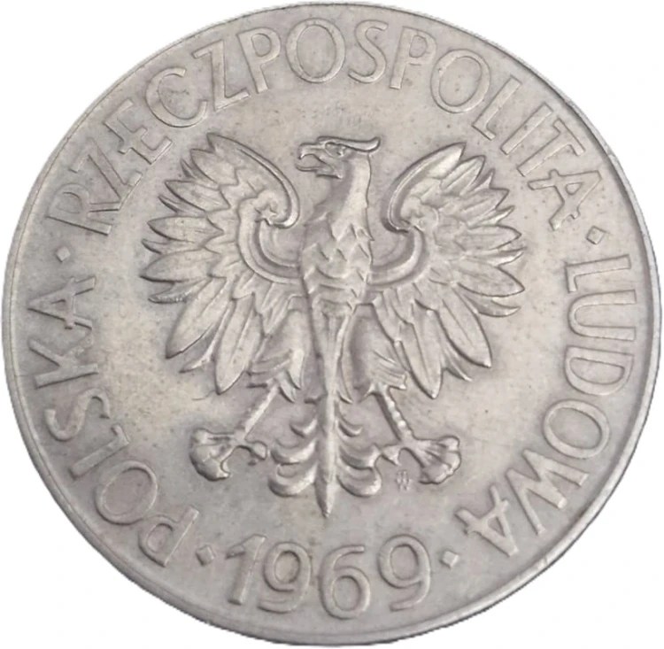Moneta 10 zł Tadeusz Kościuszko 1969 stan 2 awers