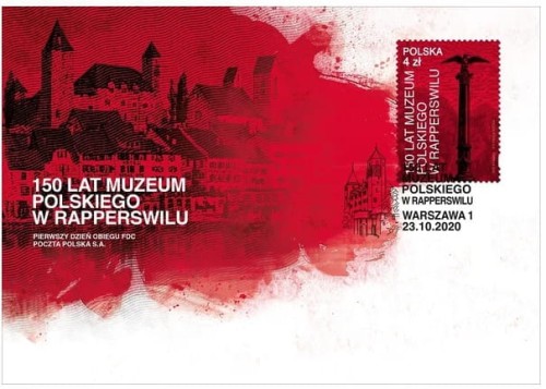 Koperta FDC 150 lat muzeum polskiego w Rapperswilu 2020
