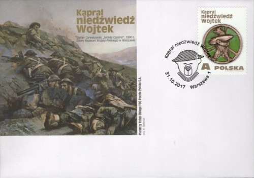Koperta FDC Kapral niedźwiedź Wojtek 2017