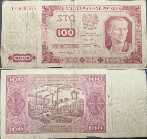 Banknot 100 zł 1948 stan 4