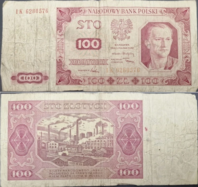 Banknot 100 zł 1948 stan 4
