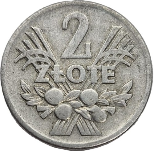 Moneta 2 złote Jagody 1958 r. rewers stan 3