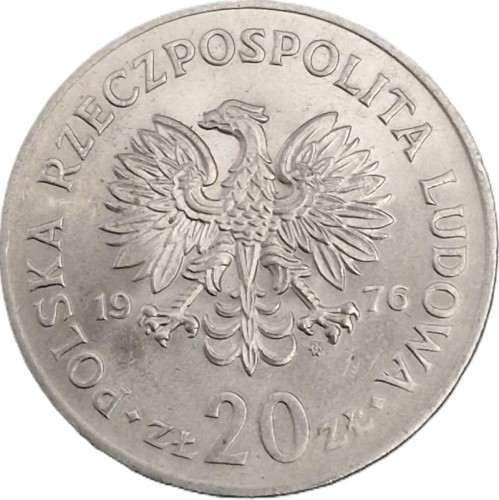 Moneta 20 zł Marceli Nowotko 1976 awers