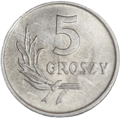 Moneta prl 5 groszy 1962 rewers
