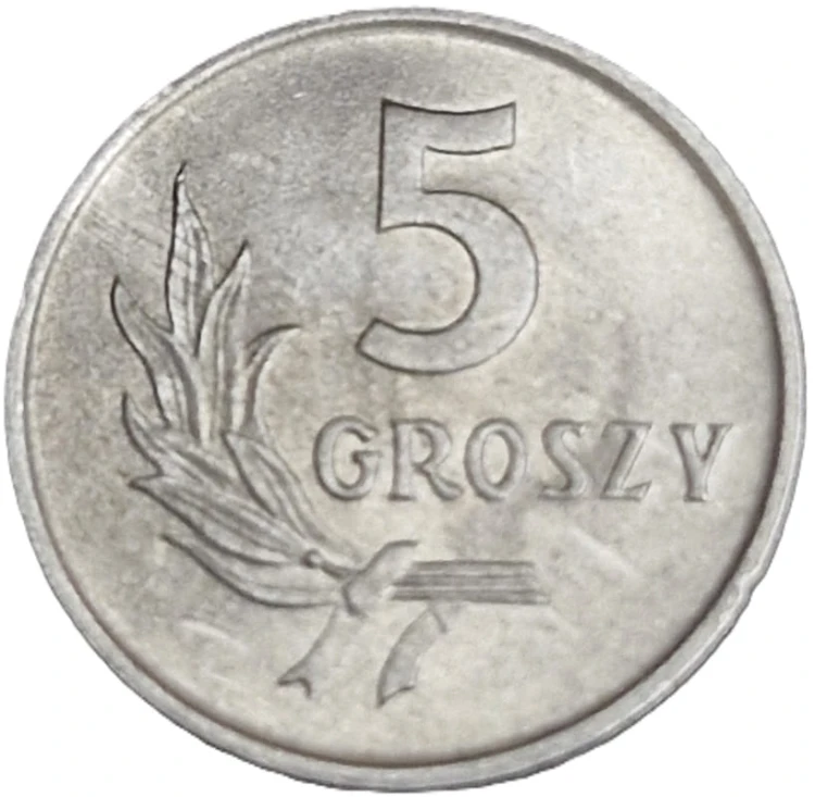 Moneta prl 5 groszy 1962 rewers