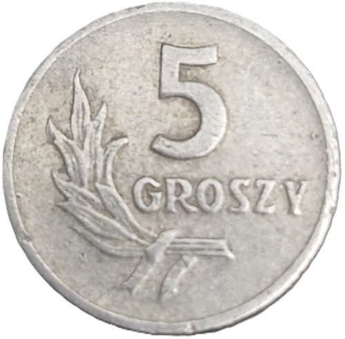 Moneta prl 5 groszy 1962 rewers