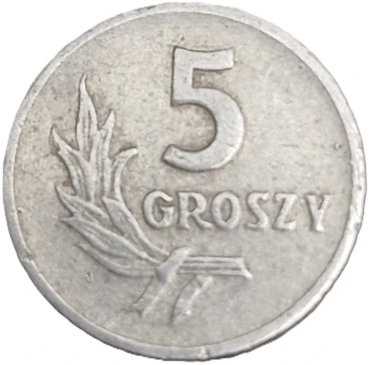 Moneta prl 5 groszy 1962 rewers