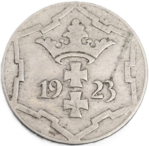 Moneta 10 fenigów Wolne Miasto Gdańsk 1923 awers