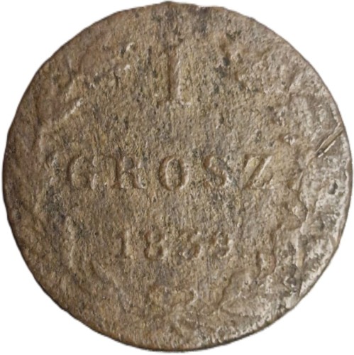 Moneta 1 groszy Warszawa MW 1839 stan 3 rewers