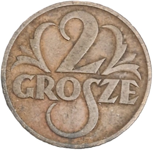 Moneta 2 grosze 1937 stan 2 rewers