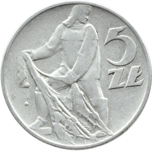 Moneta PRL 5 zł Rybak 1959 stan 2 rewers