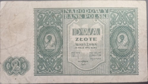 banknot 2 złote 1946 awers