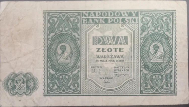 banknot 2 złote 1946 awers