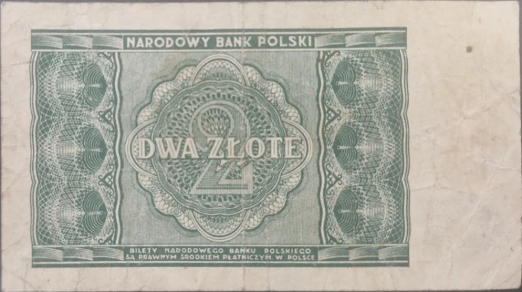 banknot 2 złote 1946 rewers