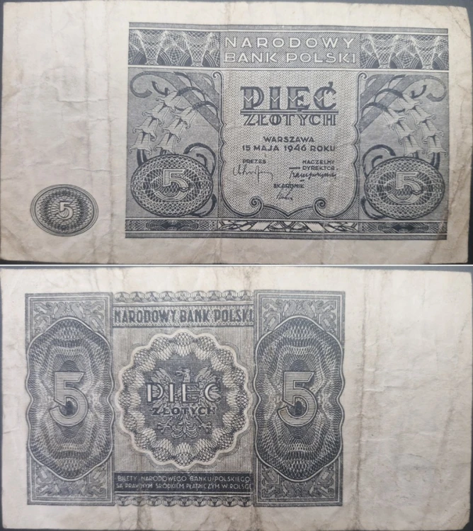 Banknot 5 zł 1946