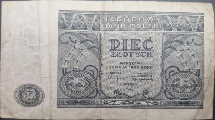 Banknot 5 zł 1946 awers