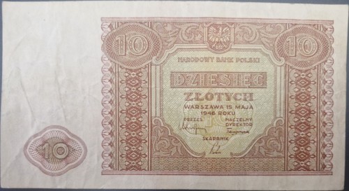 Banknot 10 złotych 1946 awers