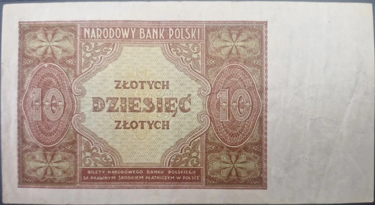Banknot 10 złotych 1946 rewers