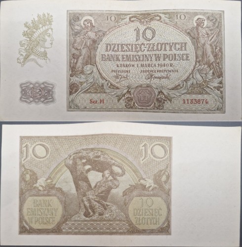 Banknot 10 złotych 1940