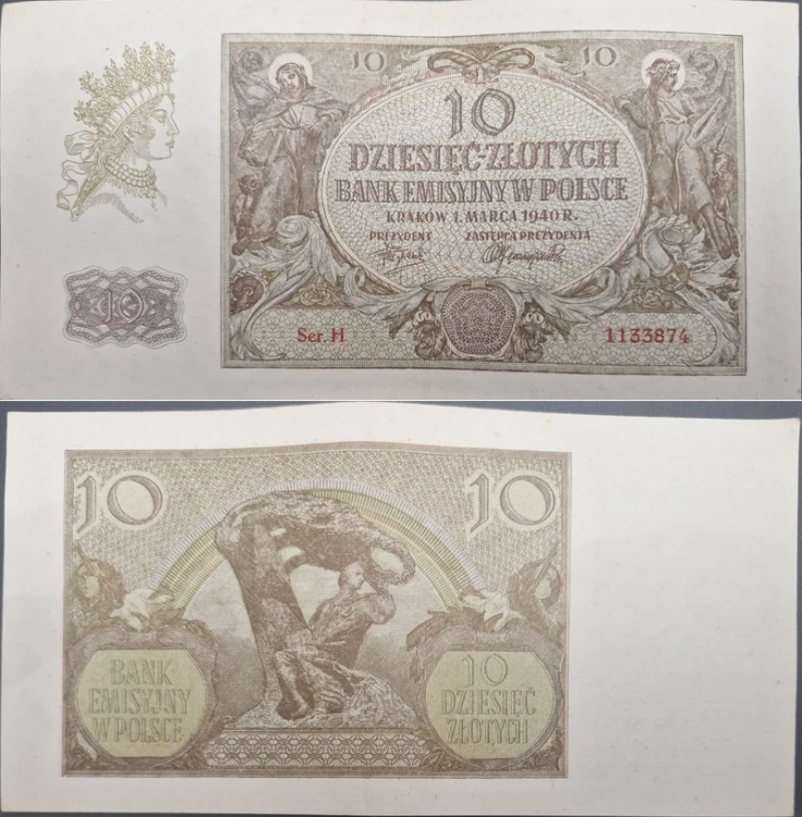 Banknot 10 złotych 1940