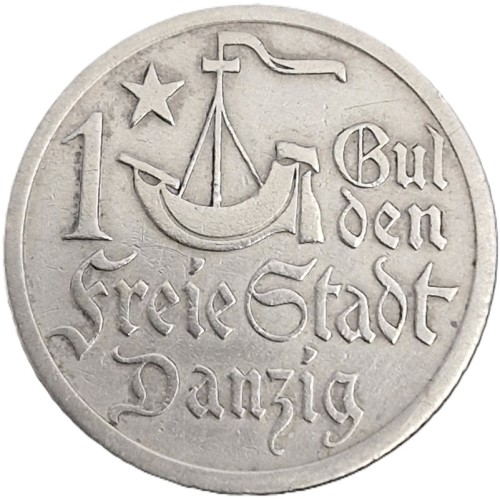 Moneta wolne miasto Gdańsk 1 gulden 1923 rewers
