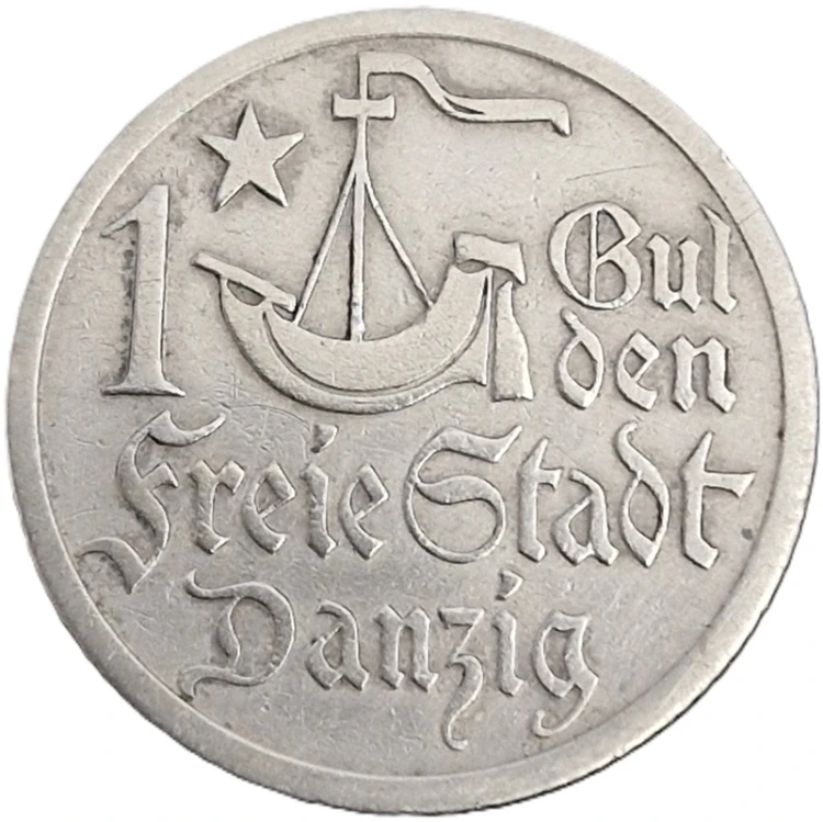 Moneta wolne miasto Gdańsk 1 gulden 1923 rewers
