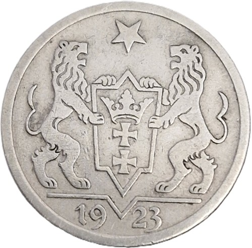 Moneta wolne miasto Gdańsk 1 gulden 1923 awers