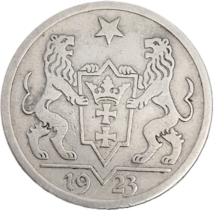 Moneta wolne miasto Gdańsk 1 gulden 1923 awers