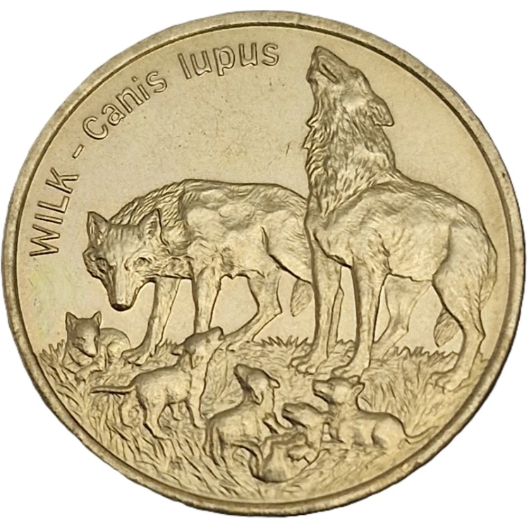 Moneta okolicznościowa 2 zł Wilk 1999 rewers