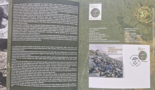 Folder kapral niedźwiedź Wojtek 2017 znaczek środek