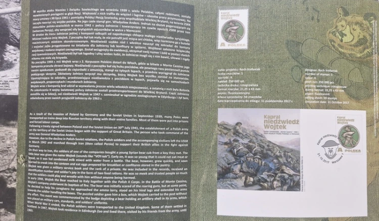 Folder kapral niedźwiedź Wojtek 2017 znaczek środek