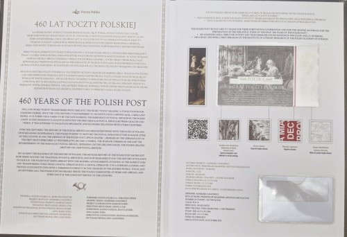 Folder 460 lat Poczty Polskiej 2018 blok środek