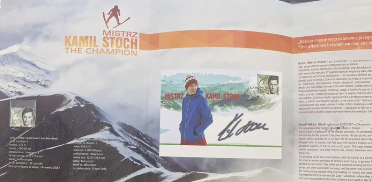 Folder Kamil Stoch 2018 znaczek środek