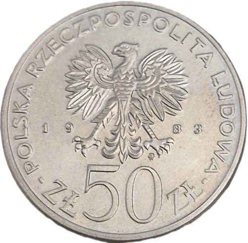 Moneta 50 zł Ignacy Łukasiewicz 1983 awers