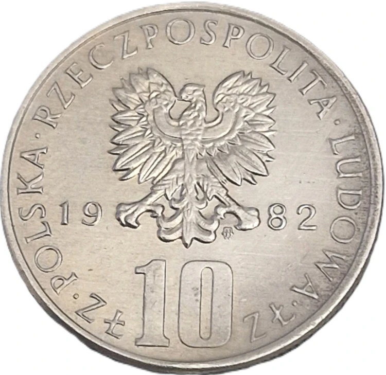 Moneta 10 złotych Bolesław Prus 1982 awers