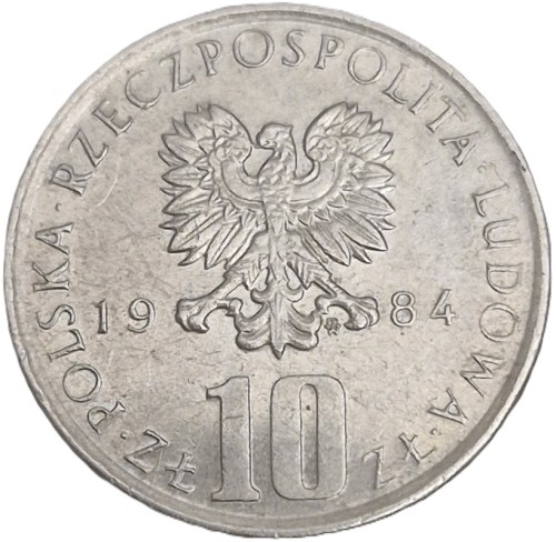 Moneta prl 10 złotych 1984 Prus awers
