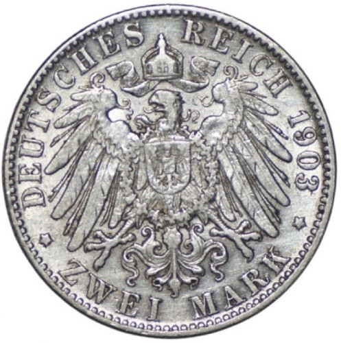 Moneta 2 marki 1876 J Hamburg awers