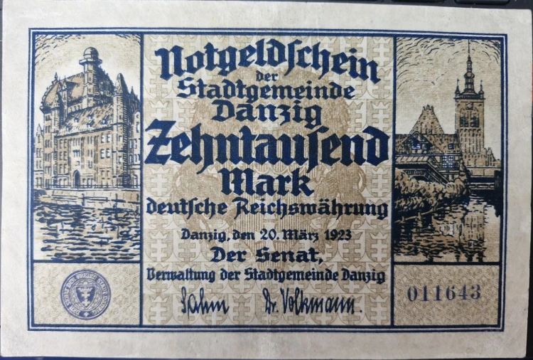 Banknot 10000 marek 1923 awers
