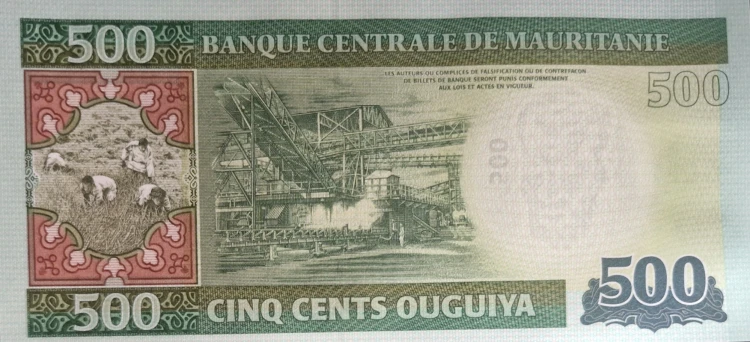 Mauretania banknot 500 ouguiya 2013 rewers