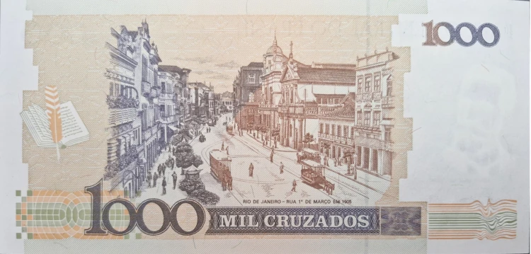 Brazylia banknot 1000 cruzados 1988 P-213b rewers