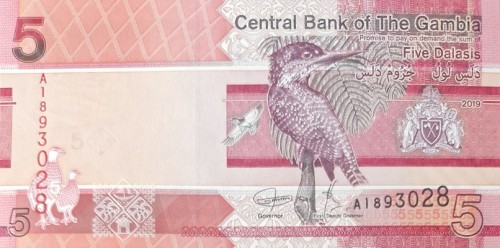 Gambia banknot 5 dalasis 2019 awers