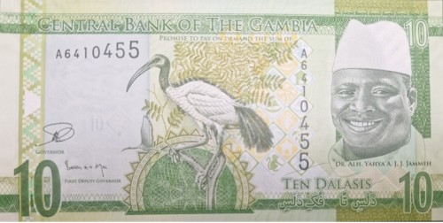 Gambia banknot 10 dalasis 2015 awers
