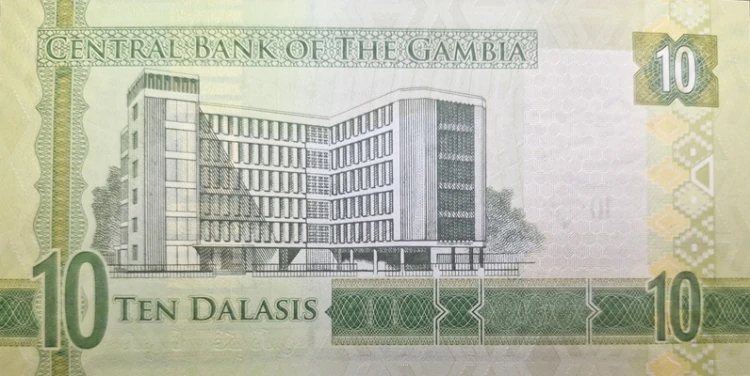 Gambia banknot 10 dalasis 2015 rewers