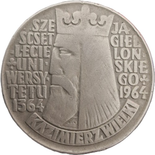 Moneta 10 zł Kazimierz Wielki wypukły 1964 rewers