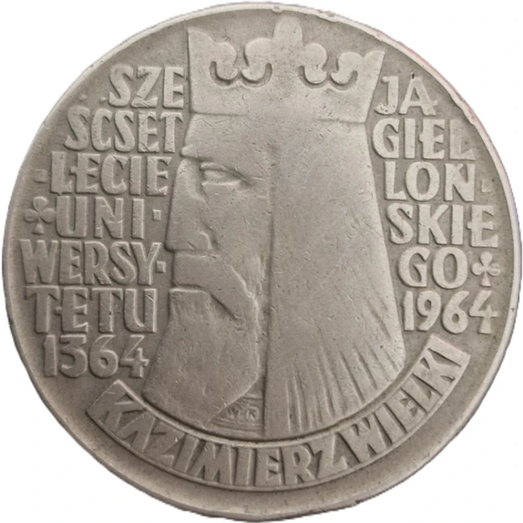 Moneta 10 zł Kazimierz Wielki wypukły 1964 rewers