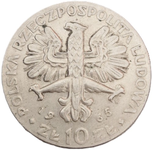 Moneta 10 zł Warszawska Nike 1965 awers