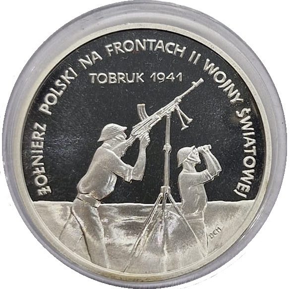 100 000 zł Żołnierz polski na frontach II WŚ Tobruk 1991 rewers